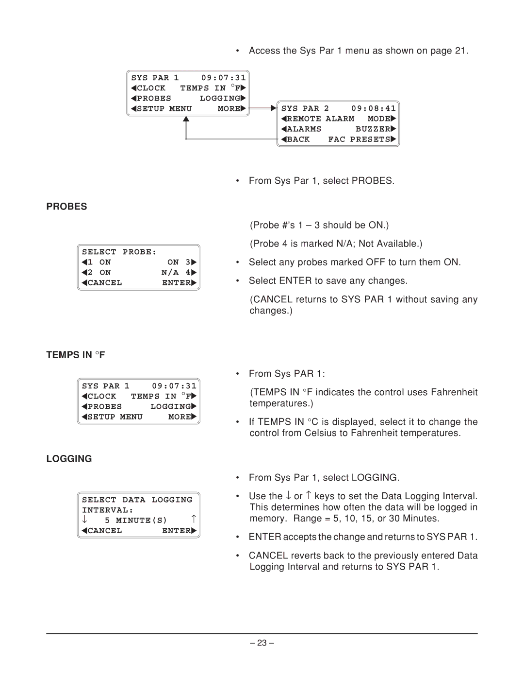 Hobart ML-124066, ML-124068, HQC90, HQCF45, ML-124067 manual Probes, Temps in F, Logging 