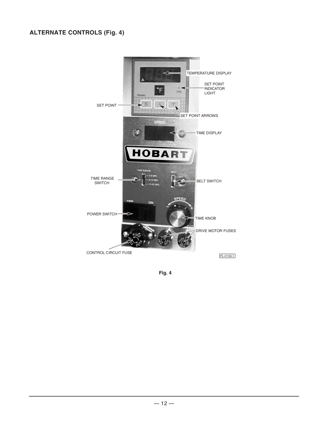 Hobart ML-126185, ML-126181, HGC4832, HGC6024, HGC3018, HGC4018, ML-126180, ML-126184, ML-126187, HGC6032 Alternate Controls Fig 