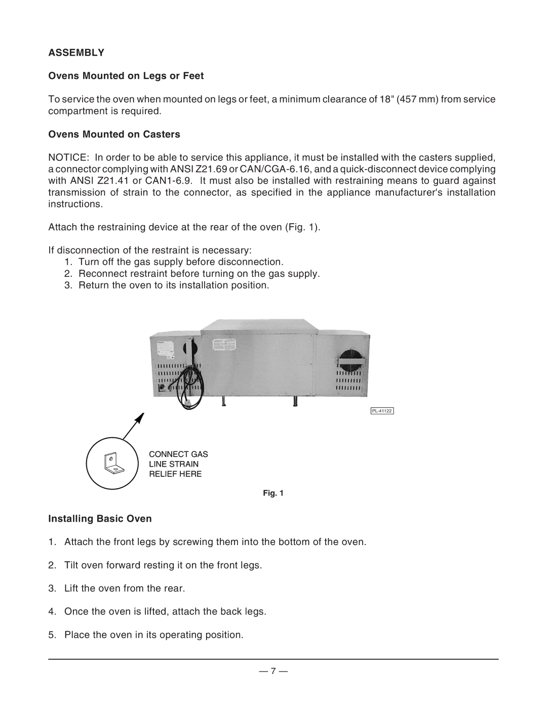 Hobart ML-126187, ML-126181 manual Assembly, Ovens Mounted on Legs or Feet, Ovens Mounted on Casters, Installing Basic Oven 