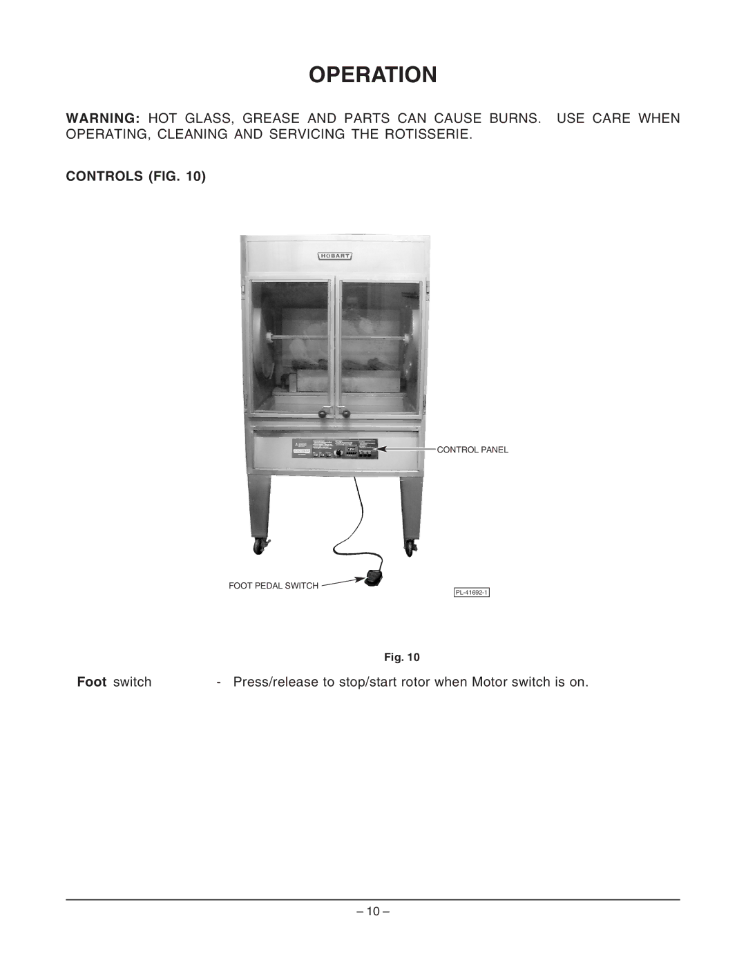 Hobart ML-132055 manual Operation, Controls FIG 