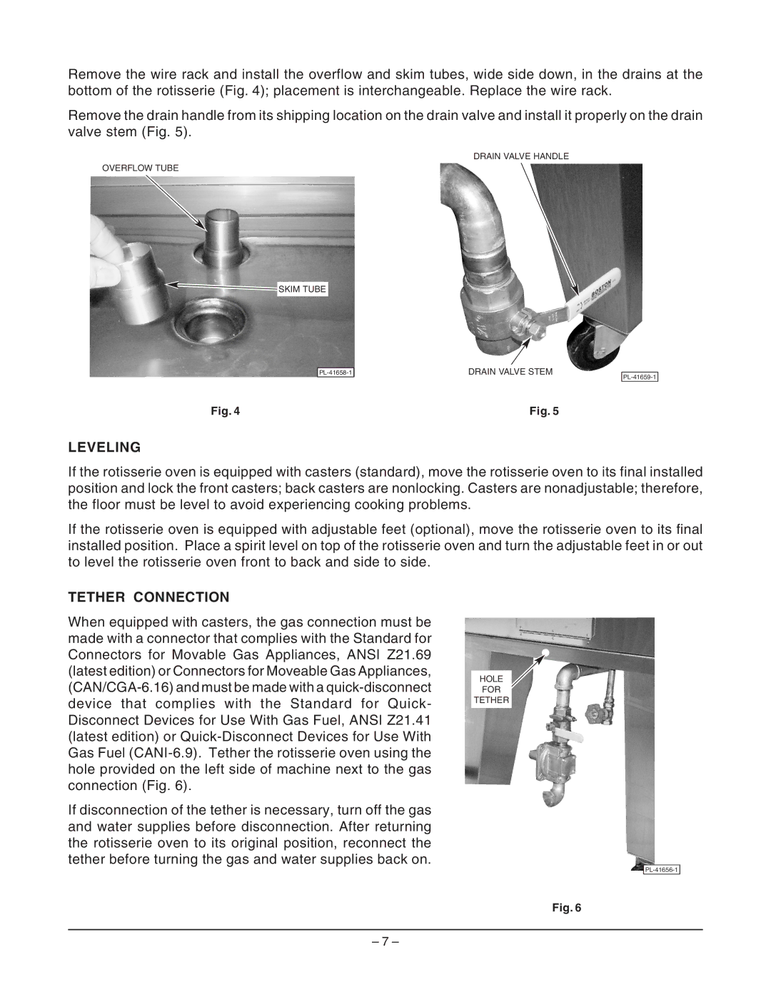 Hobart ML-132055 manual Leveling, Tether Connection 