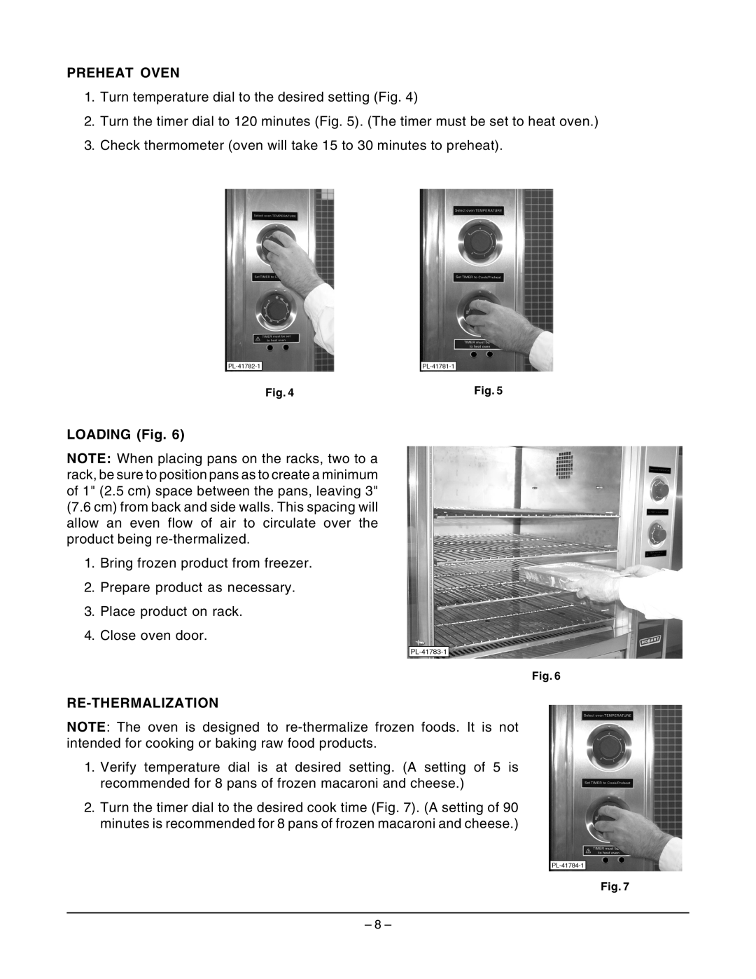 Hobart ML-132064 manual Preheat Oven, LOADING Fig, Re-Thermalization 
