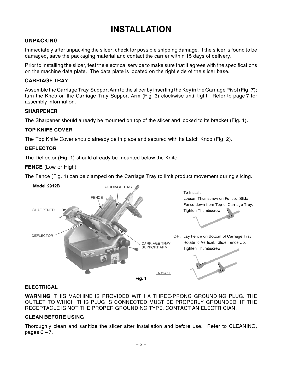 Hobart ML-134252 manual Installation 