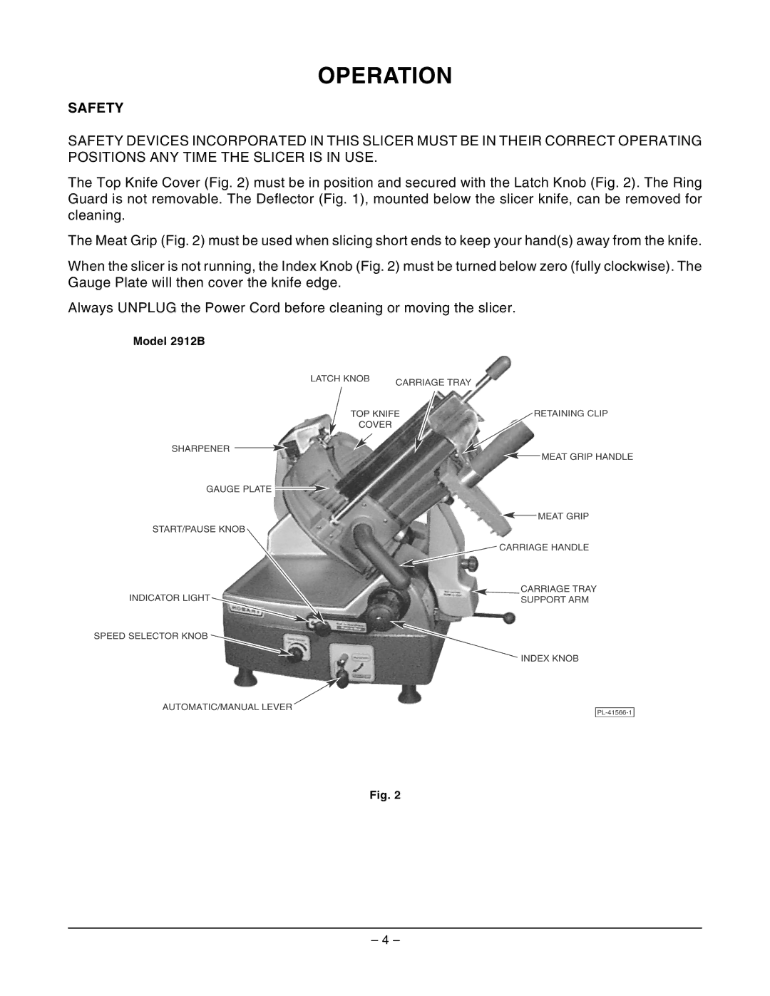 Hobart ML-134252 manual Operation, Safety 