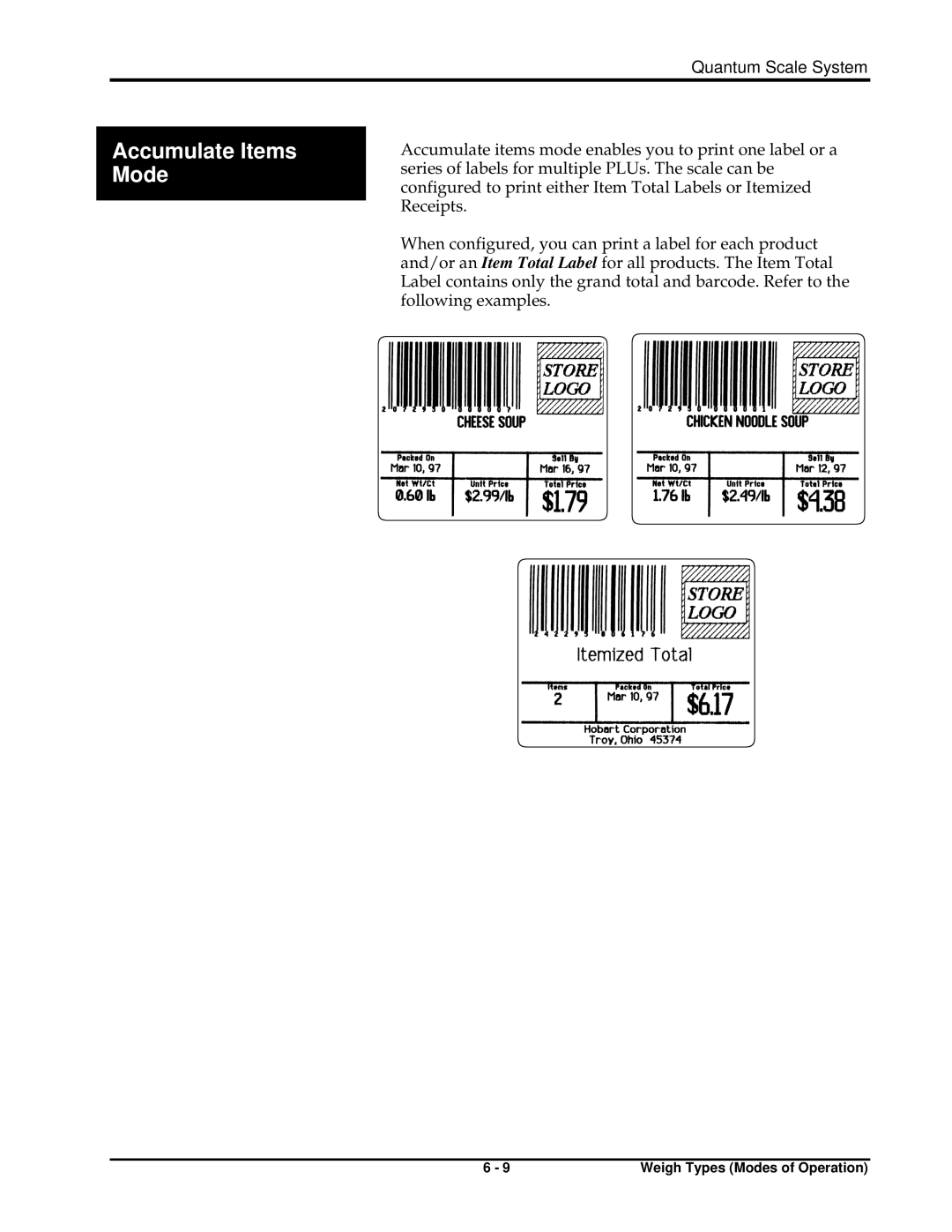 Hobart ML-29048, ML-29191, ML-29044, ML-29188, ML-29039, ML-29035, ML-29037, ML-29032 manual Accumulate Items Mode 