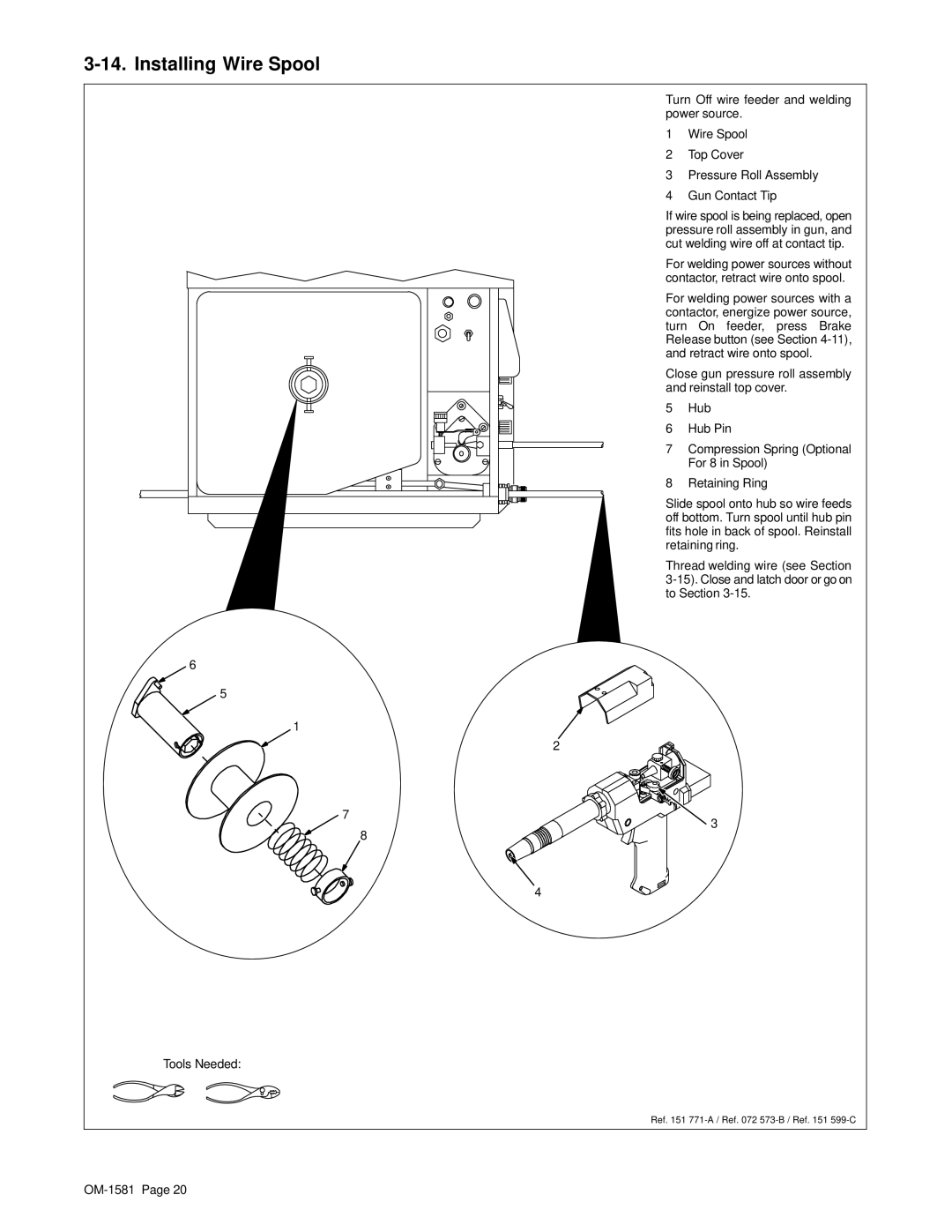 Hobart OM-1581 manual Installing Wire Spool 