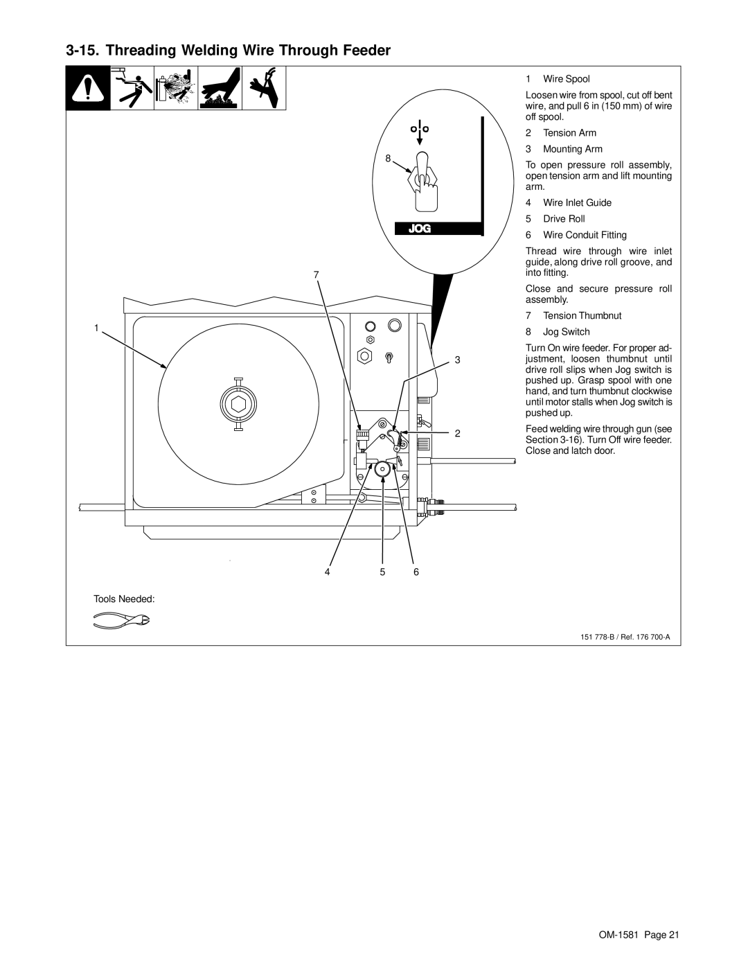 Hobart OM-1581 manual Threading Welding Wire Through Feeder 