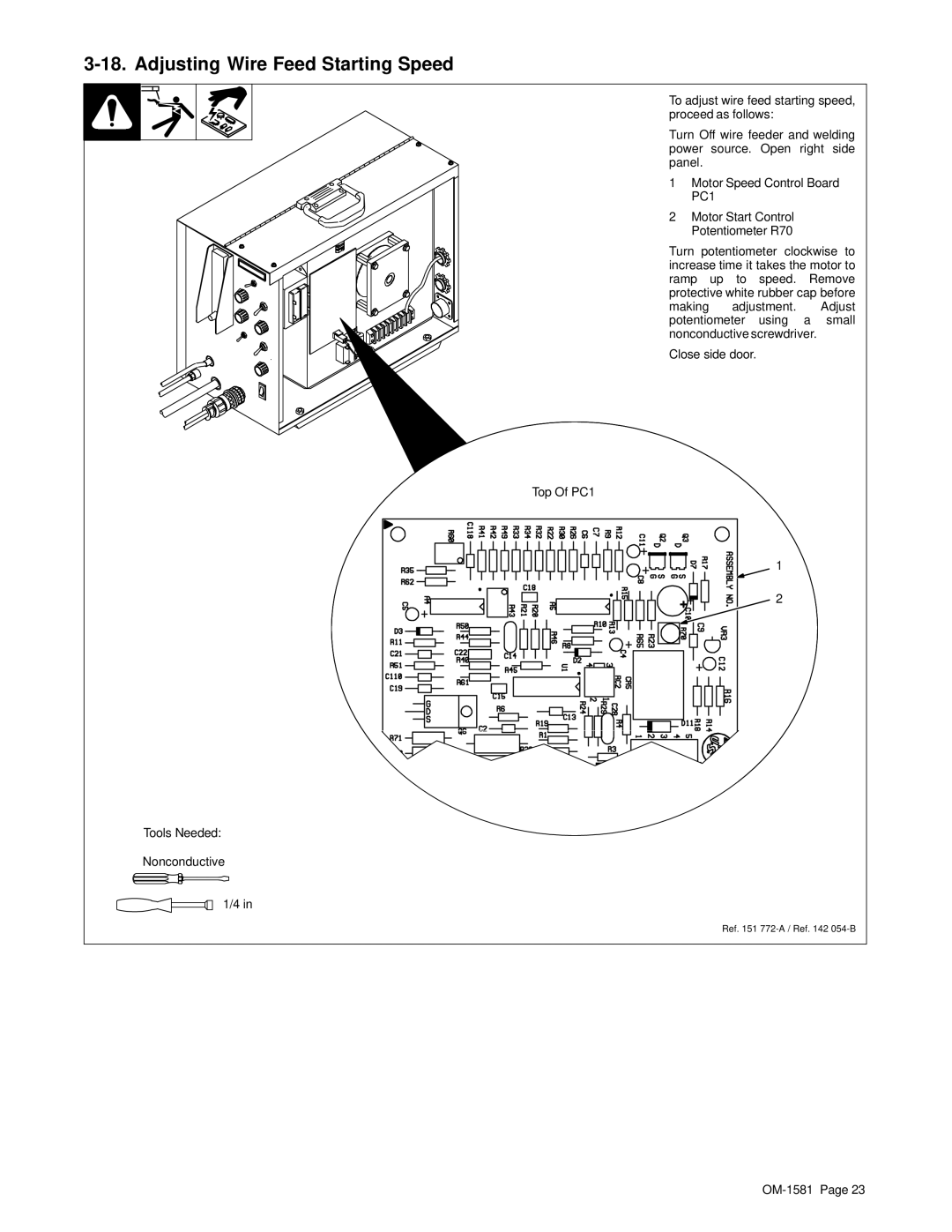 Hobart OM-1581 manual Adjusting Wire Feed Starting Speed 