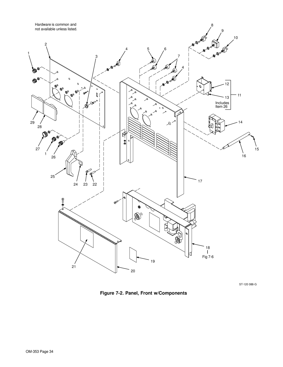 Hobart OM-353 manual Panel, Front w/Components 