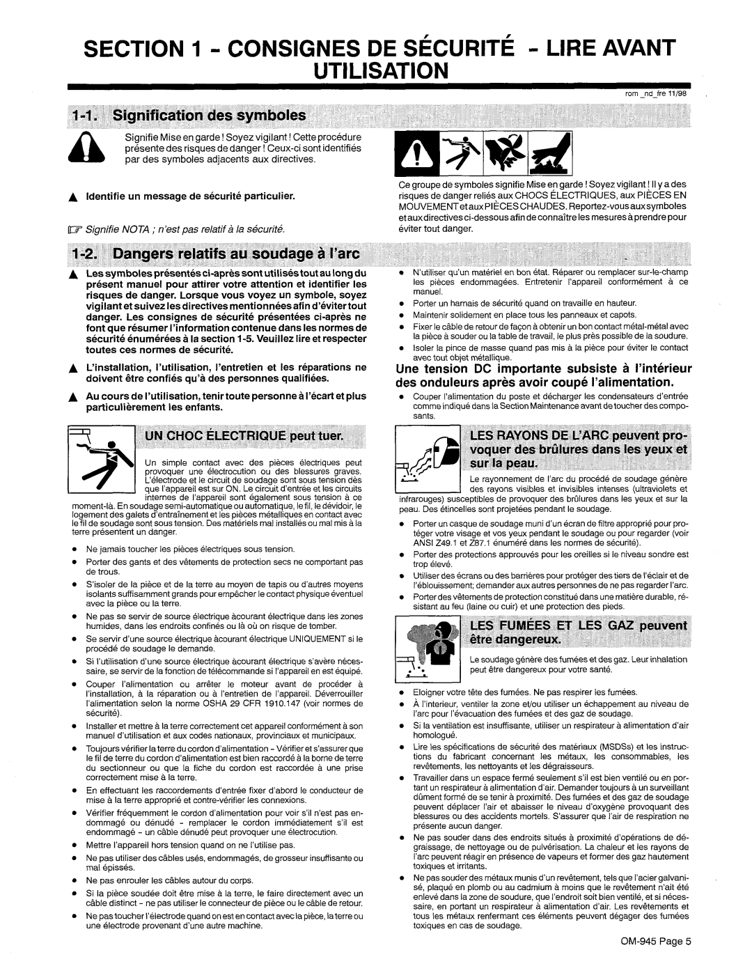 Hobart OM-945 manual 