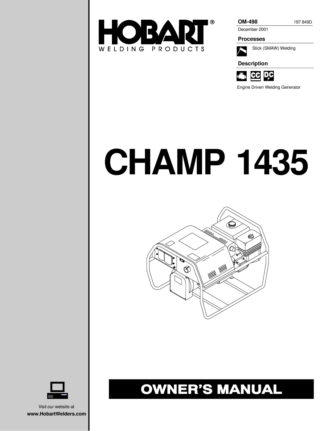 Hobart Welding Products 1435 manual OM-498, Processes, Description 