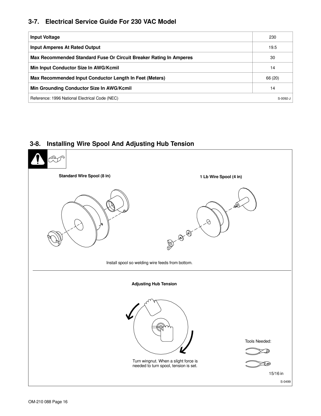 Hobart Welding Products 150 Electrical Service Guide For 230 VAC Model, Installing Wire Spool And Adjusting Hub Tension 