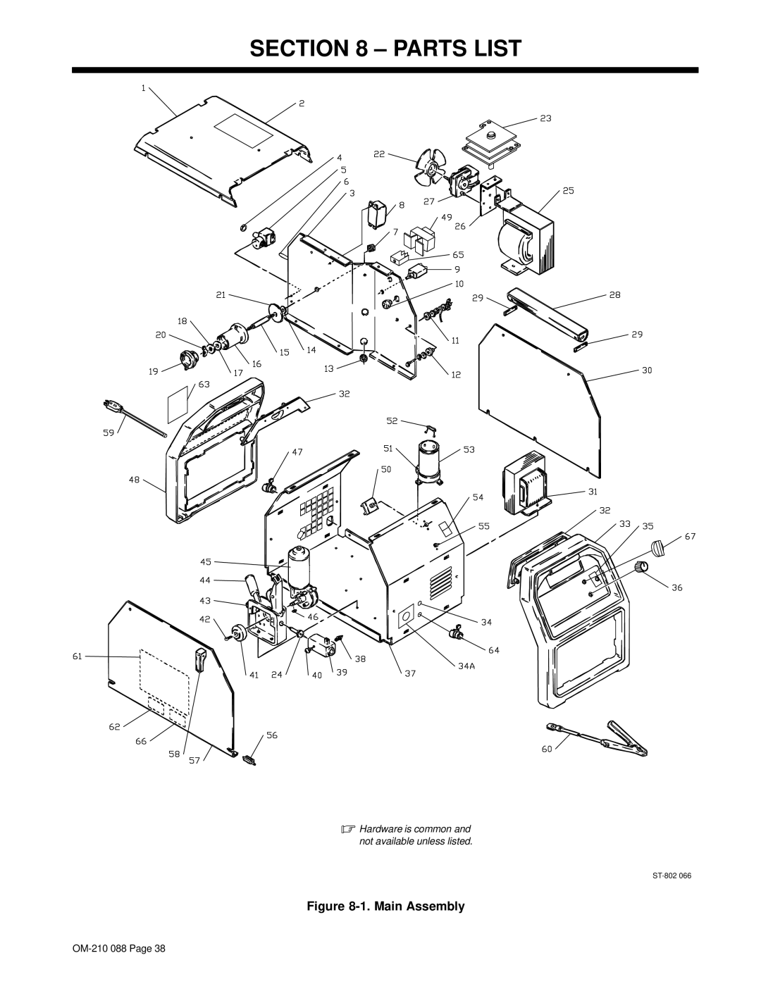 Hobart Welding Products 150, 120 manual Parts List, Main Assembly 