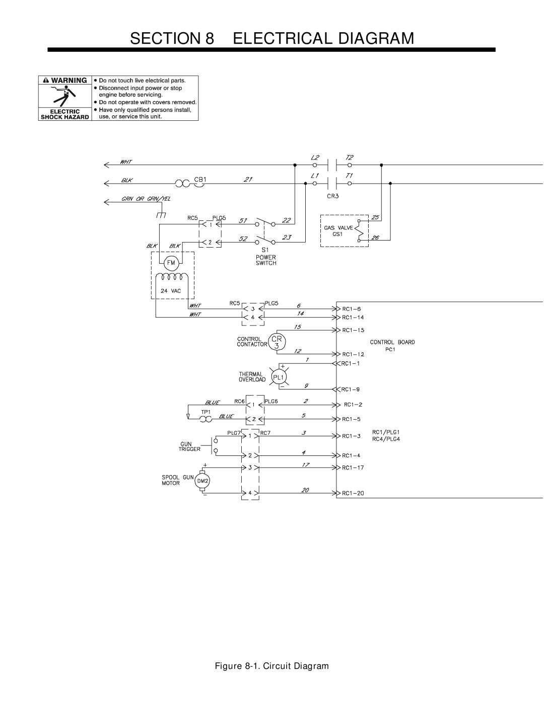 Hobart Welding Products 210 manual Electrical Diagram, Circuit Diagram 