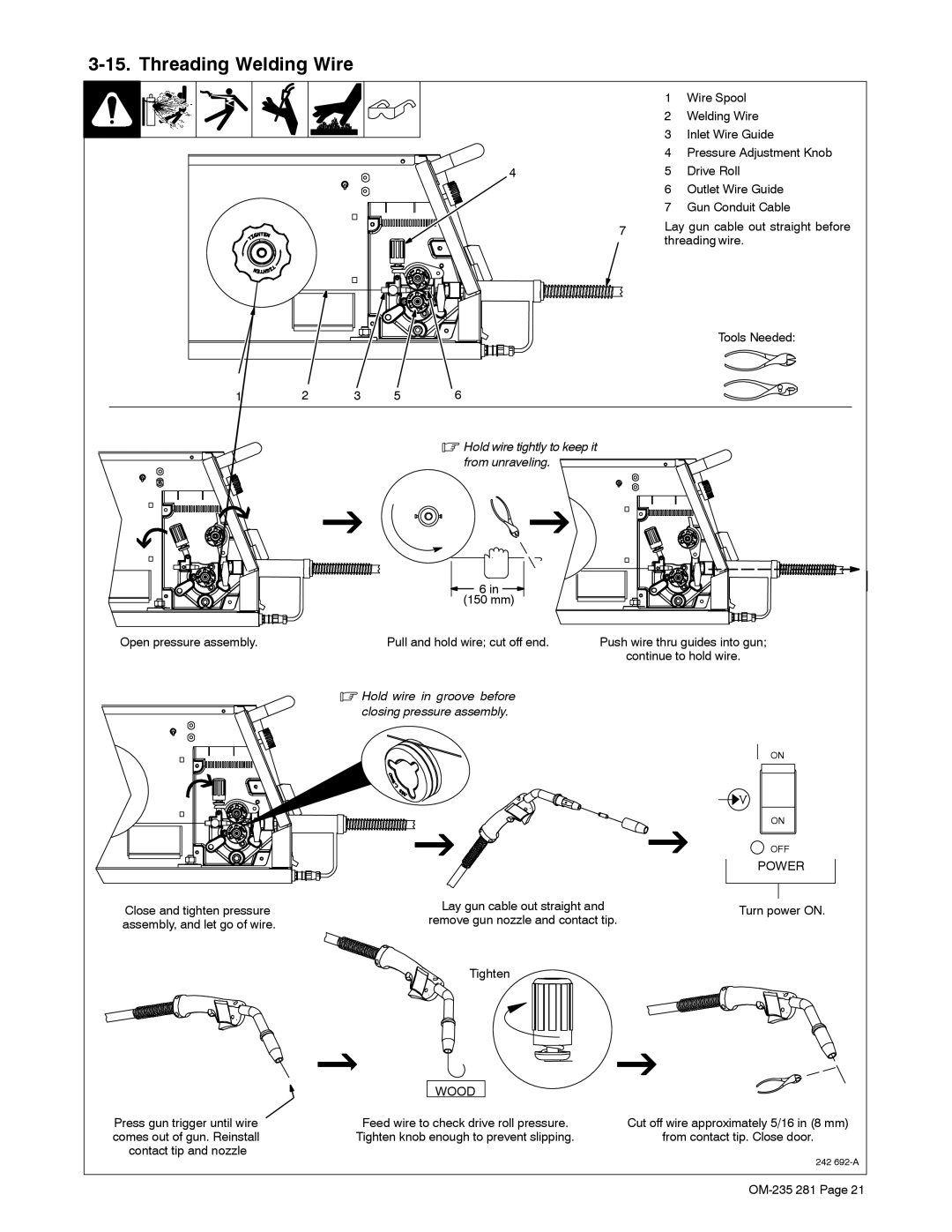 Hobart Welding Products 230 manual Threading Welding Wire 