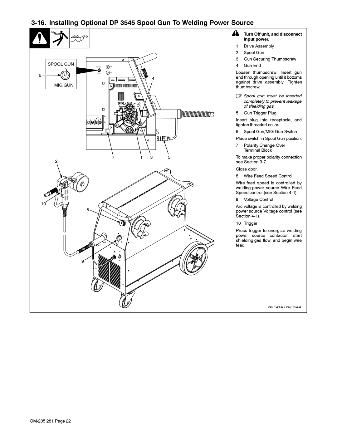 Hobart Welding Products 230 manual Turn Off unit, and disconnect input power 