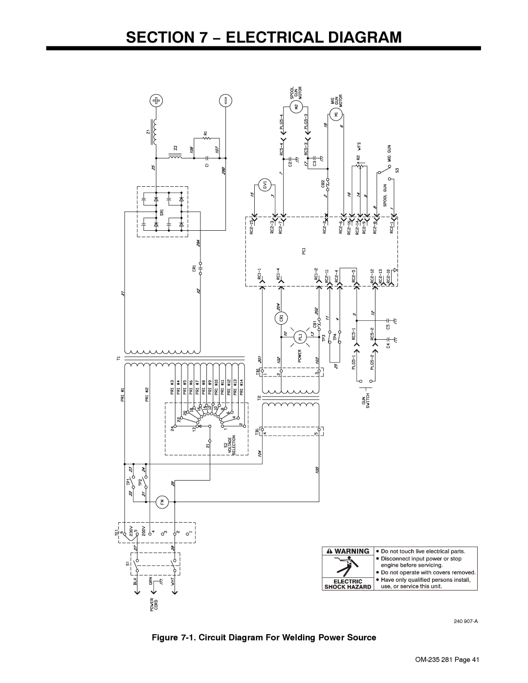 Hobart Welding Products 230 manual Electrical Diagram 