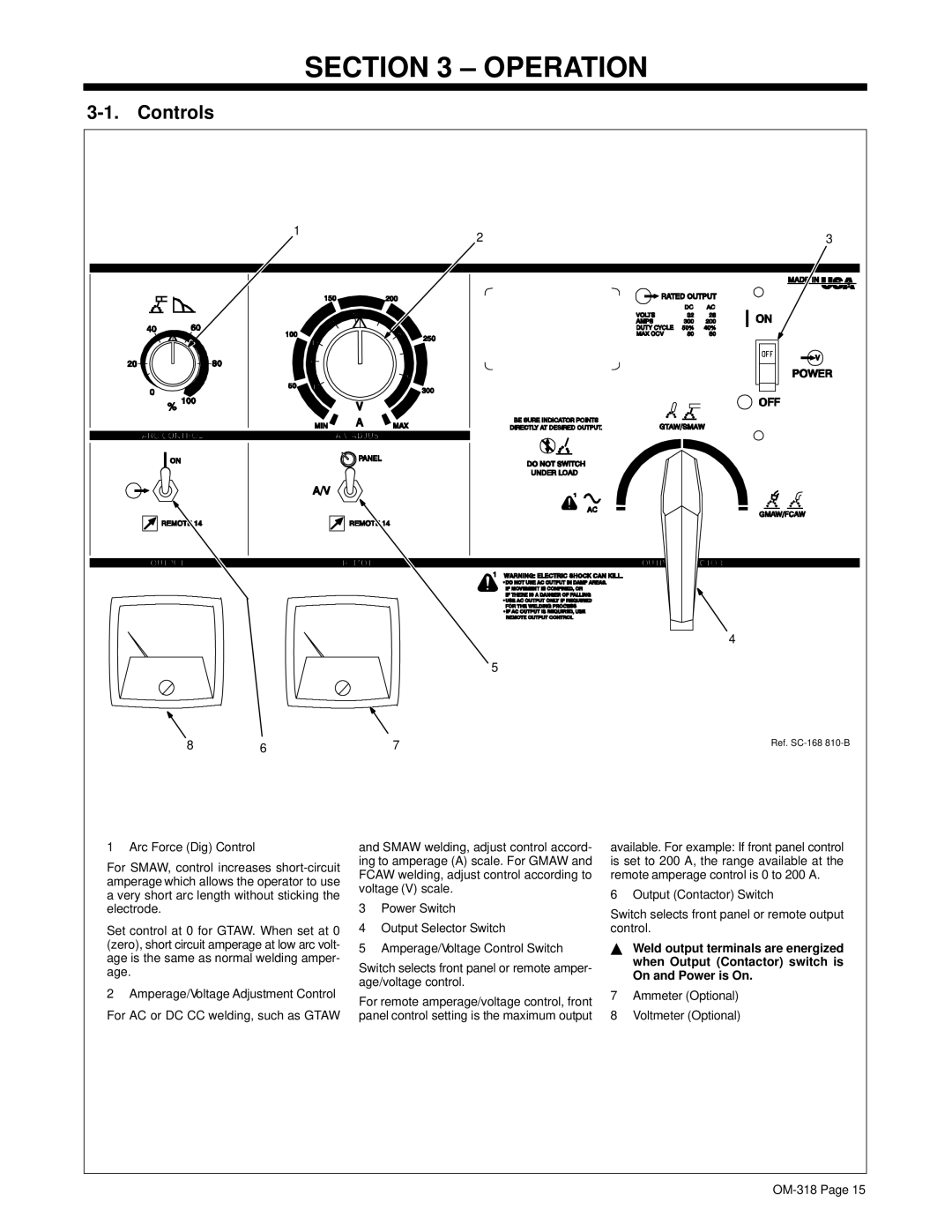 Hobart Welding Products 300 DC, 300 AC manual Operation, Controls 