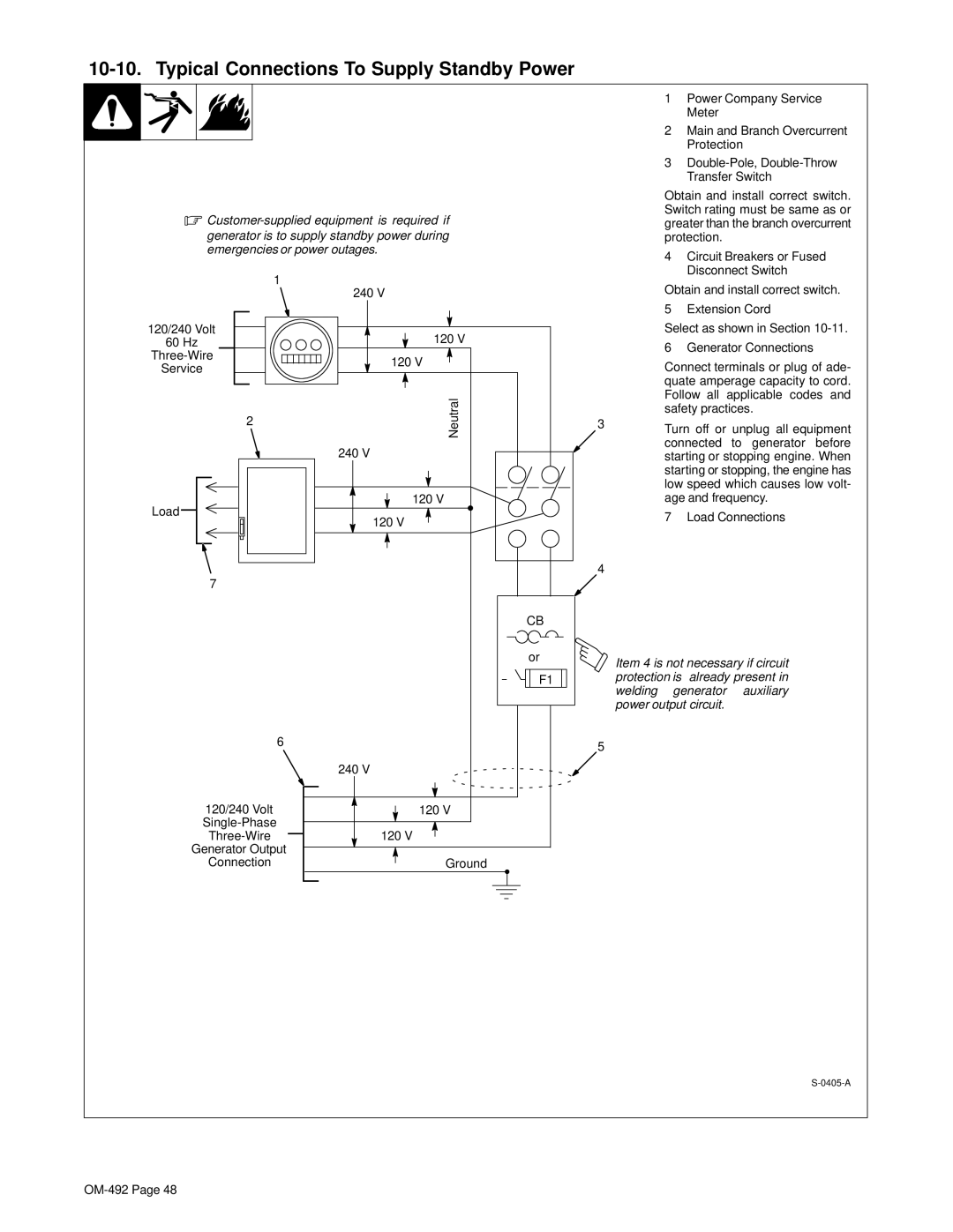 Hobart Welding Products 3025 manual Typical Connections To Supply Standby Power 