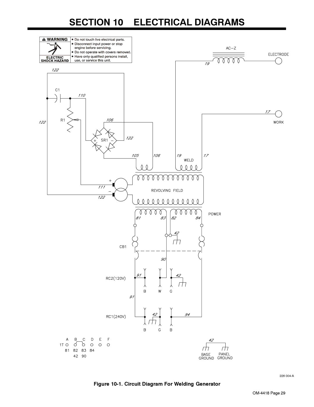 Hobart Welding Products 4500 manual Electrical Diagrams, Circuit Diagram For Welding Generator 