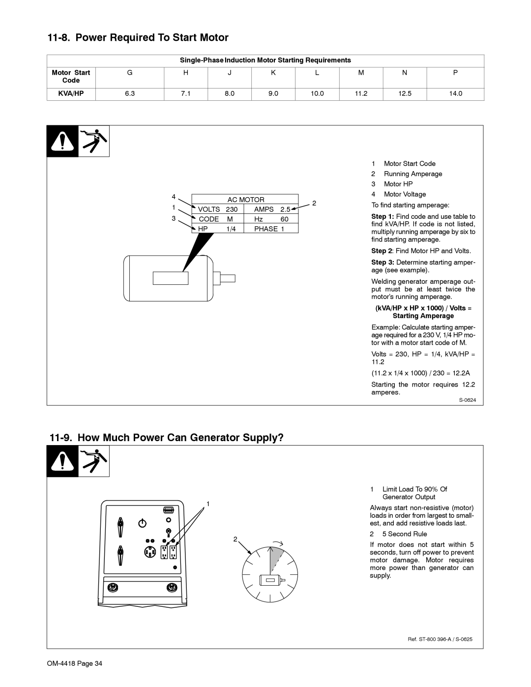 Hobart Welding Products 4500 manual Power Required To Start Motor, How Much Power Can Generator Supply? 