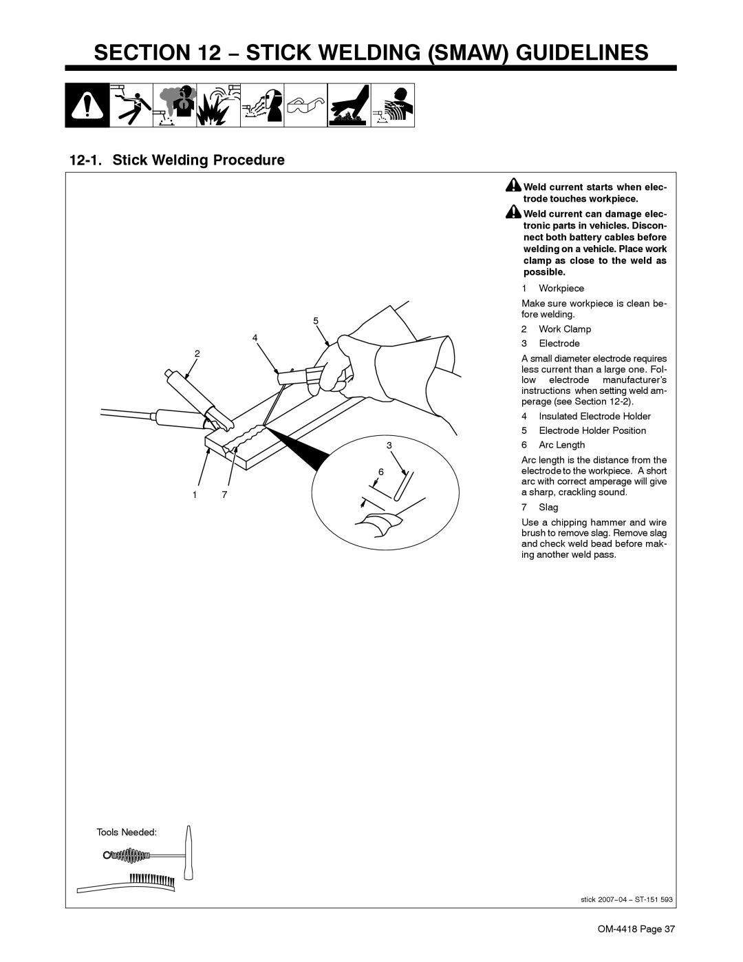 Hobart Welding Products 4500 manual Stick Welding Smaw Guidelines, Stick Welding Procedure 