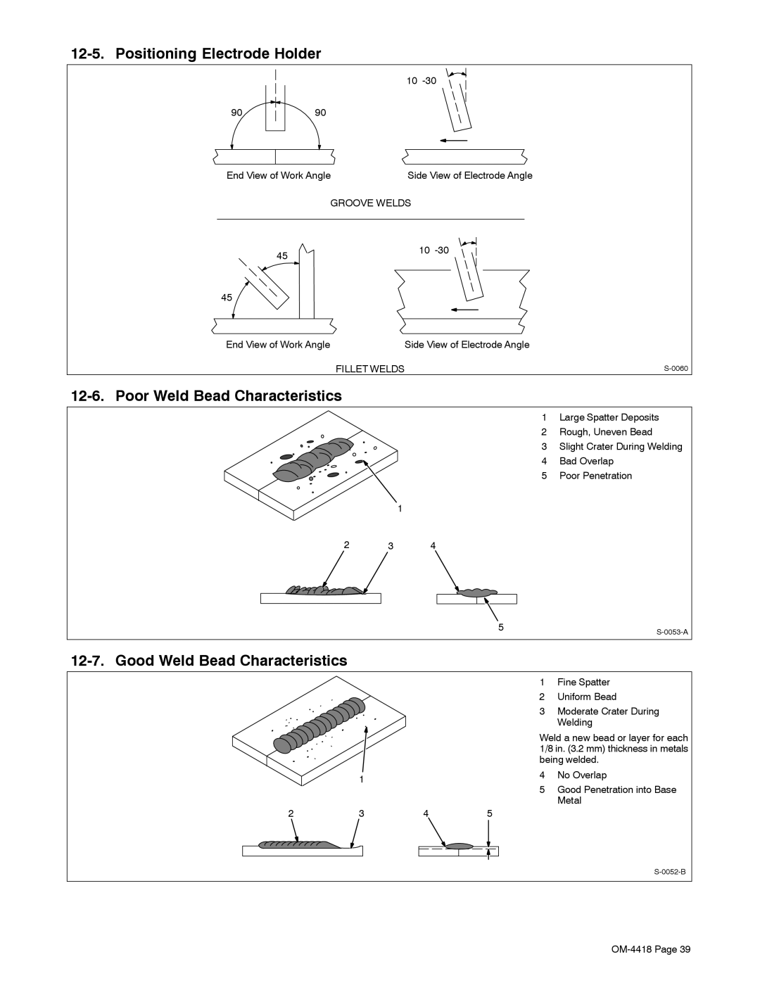 Hobart Welding Products 4500 Positioning Electrode Holder, Poor Weld Bead Characteristics, Good Weld Bead Characteristics 