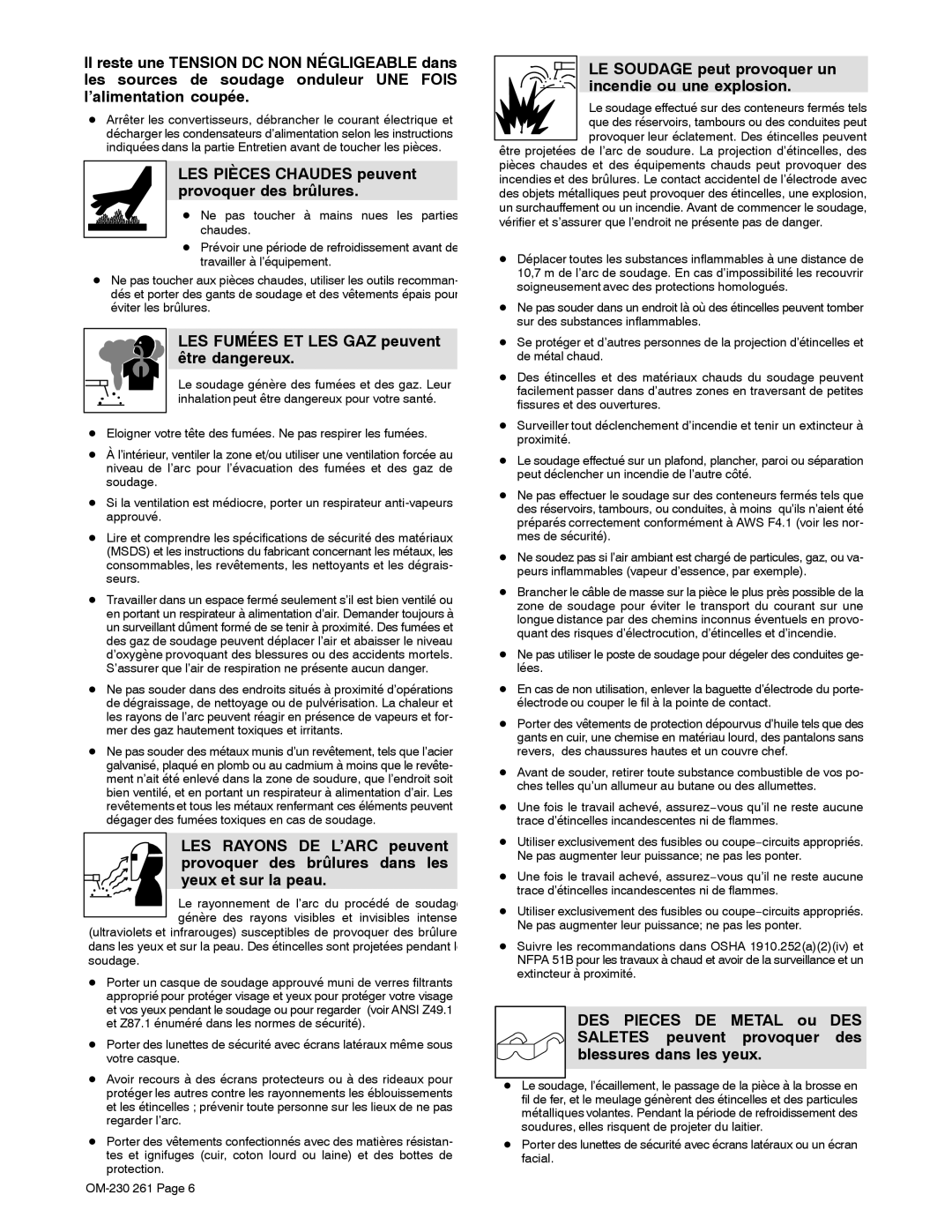 Hobart Welding Products DP 3035-10, DP 3035-20 manual LES Pièces Chaudes peuvent provoquer des brûlures 