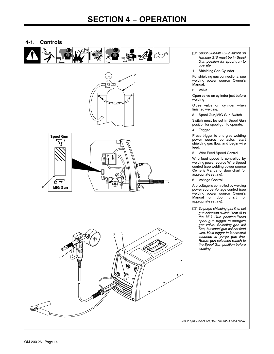 Hobart Welding Products DP 3035-10, DP 3035-20 manual Operation, Controls, Spool Gun MIG Gun 