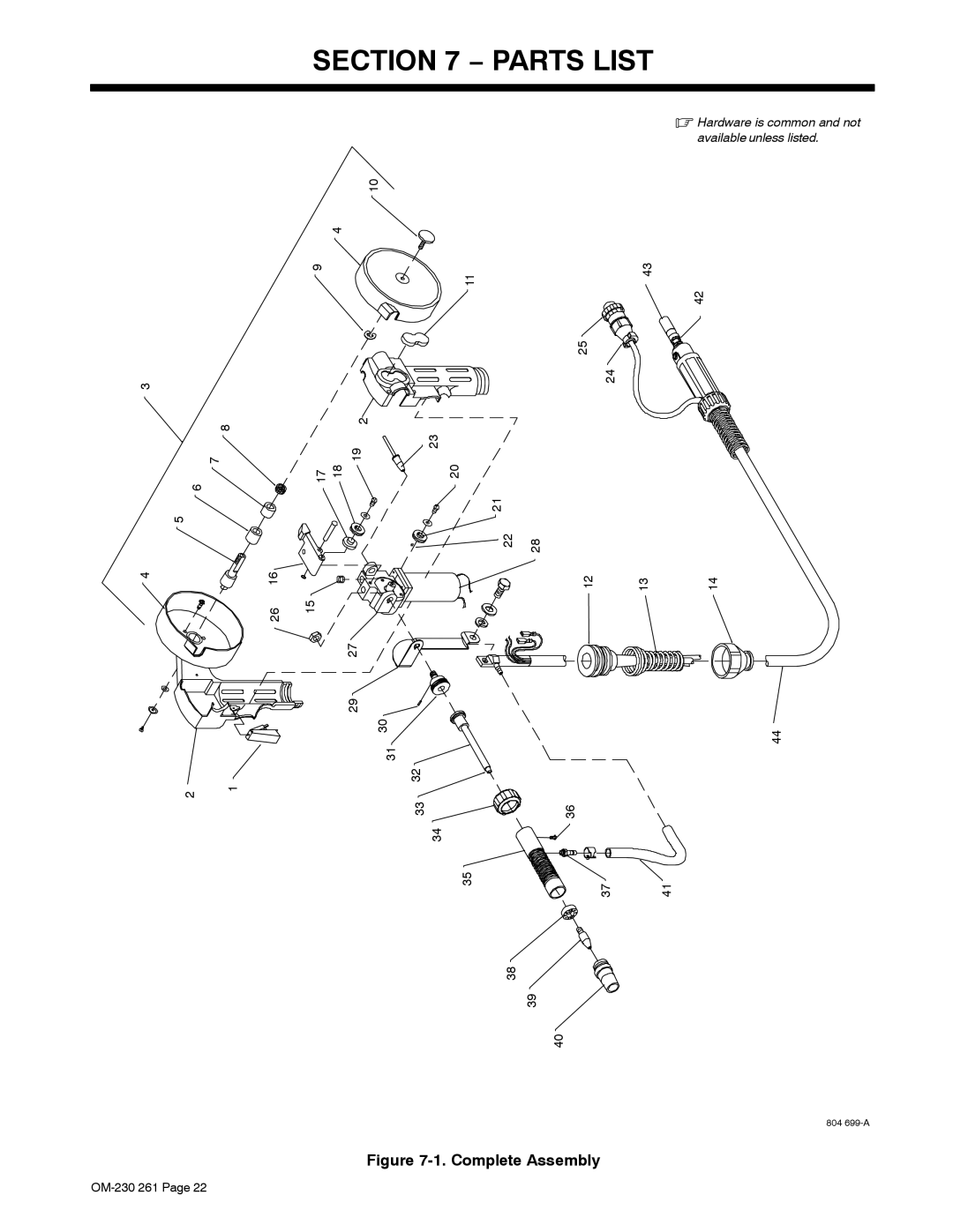 Hobart Welding Products DP 3035-10, DP 3035-20 manual Parts List, Complete Assembly 