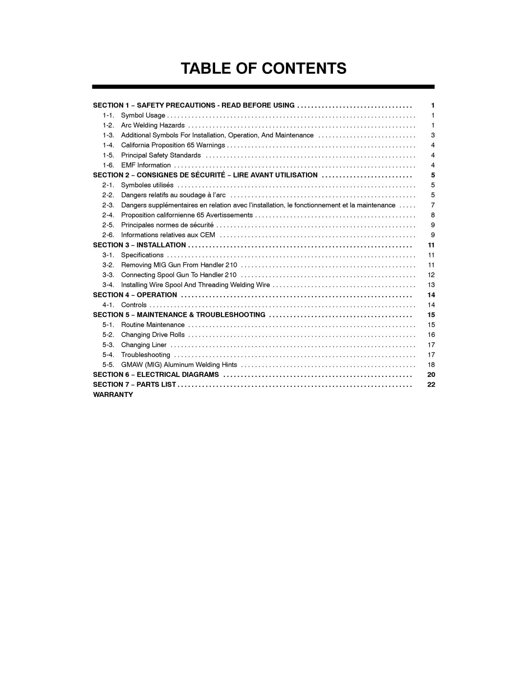 Hobart Welding Products DP 3035-20, DP 3035-10 manual Table of Contents 