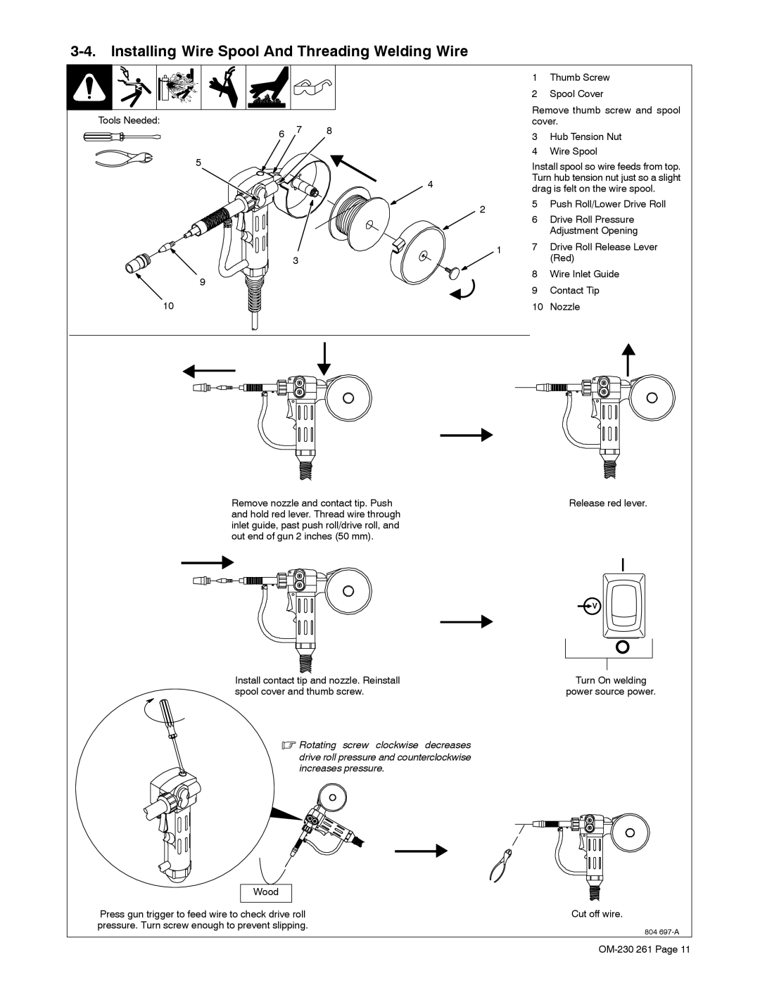 Hobart Welding Products DP-3035 manual Installing Wire Spool And Threading Welding Wire 