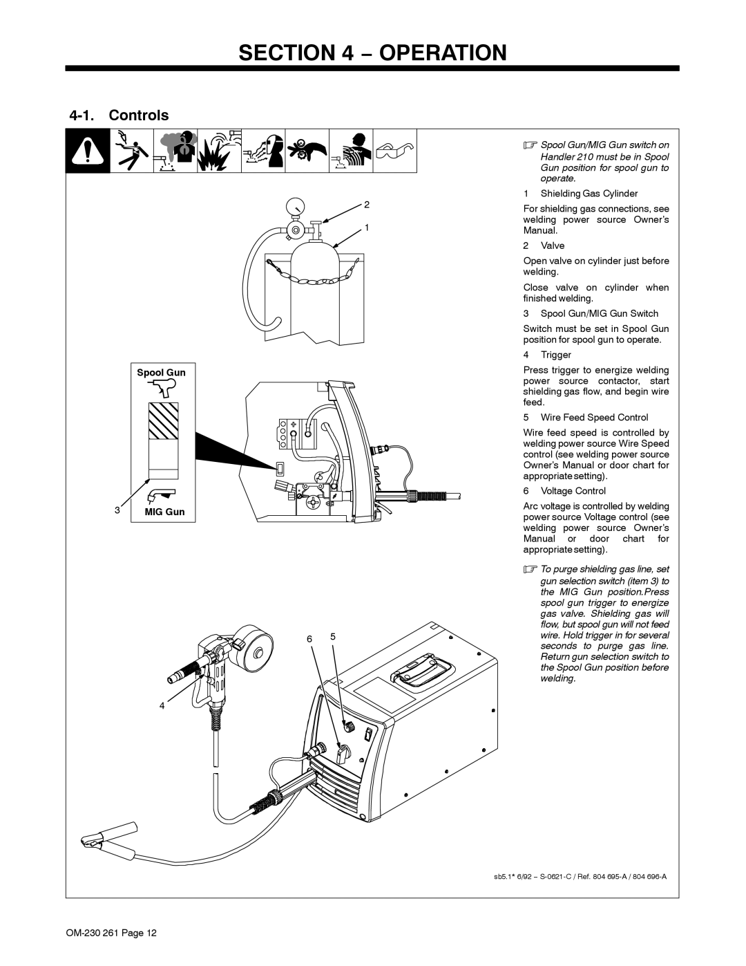 Hobart Welding Products DP-3035 manual Operation, Controls, Spool Gun MIG Gun 