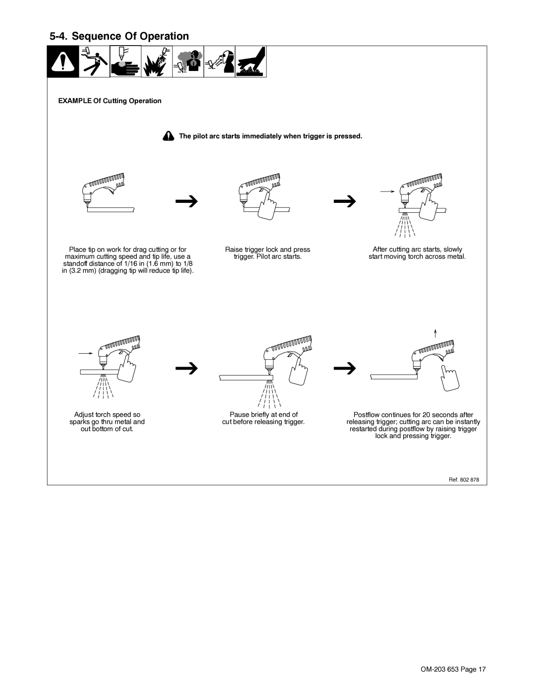 Hobart Welding Products 400, ICE-27C manual Sequence Of Operation, Sparks go thru metal 