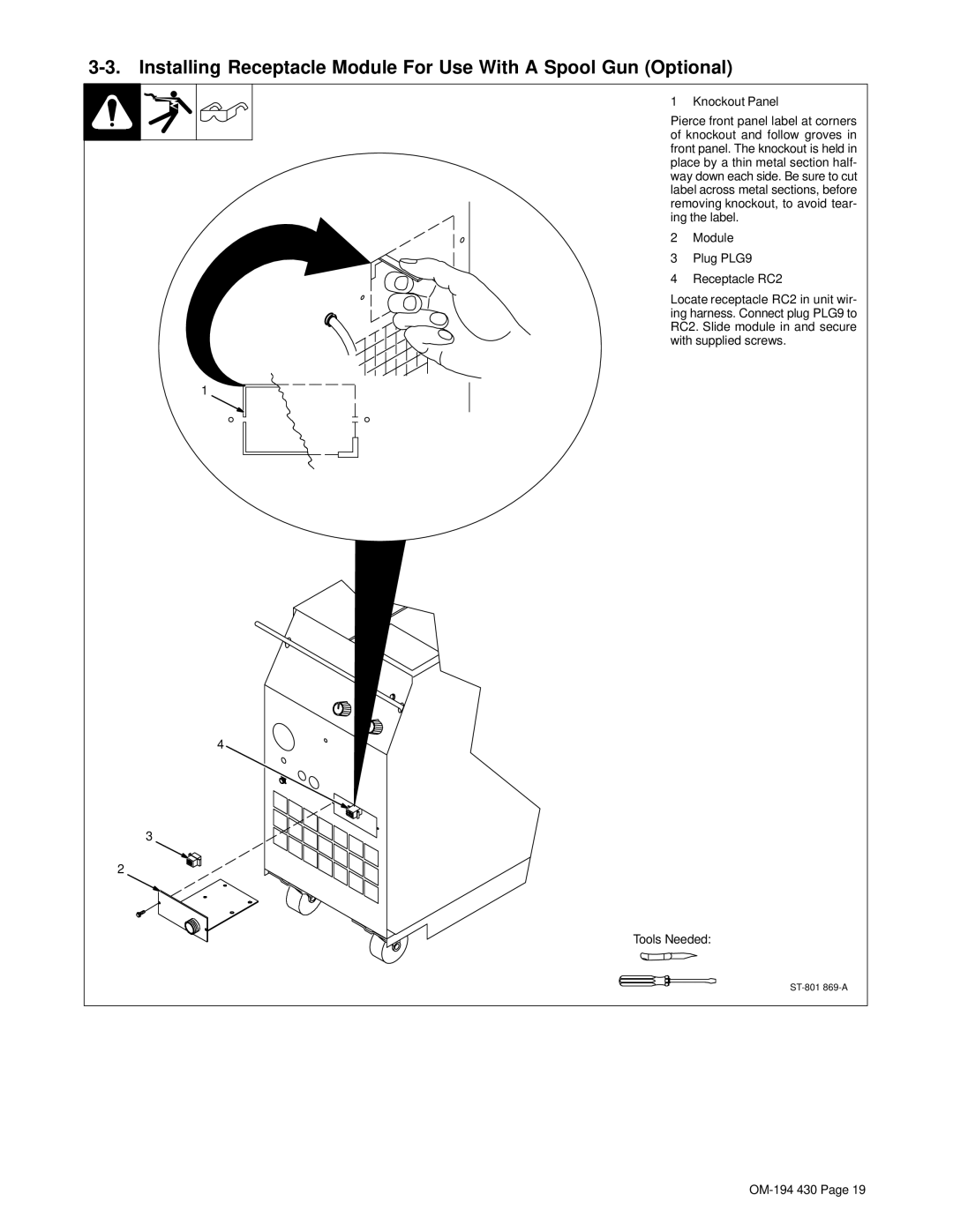 Hobart Welding Products 2510, M-25 GUN specifications Knockout Panel 