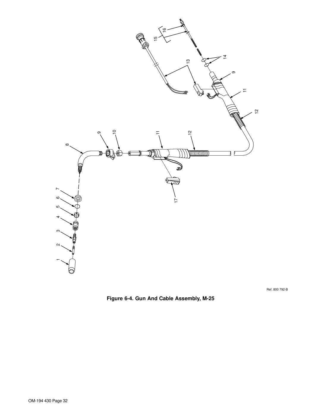 Hobart Welding Products M-25 GUN, 2510 specifications Gun And Cable Assembly, M-25 