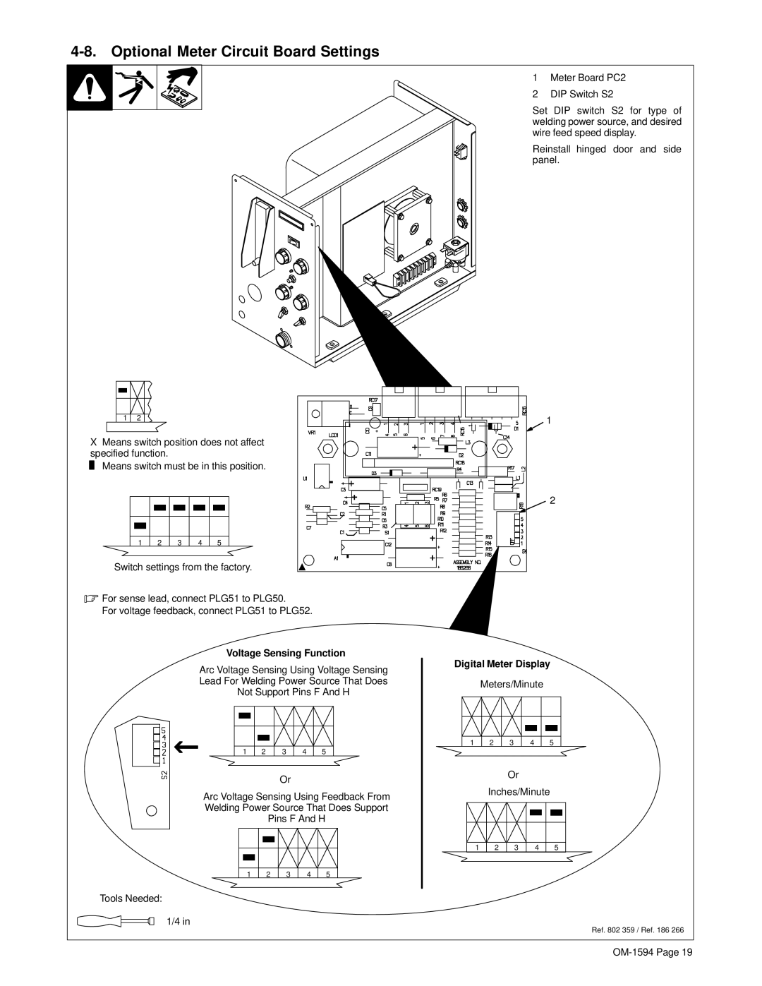 Hobart Welding Products OM-1594 manual Digital Meter Display, Meters/Minute Inches/Minute 