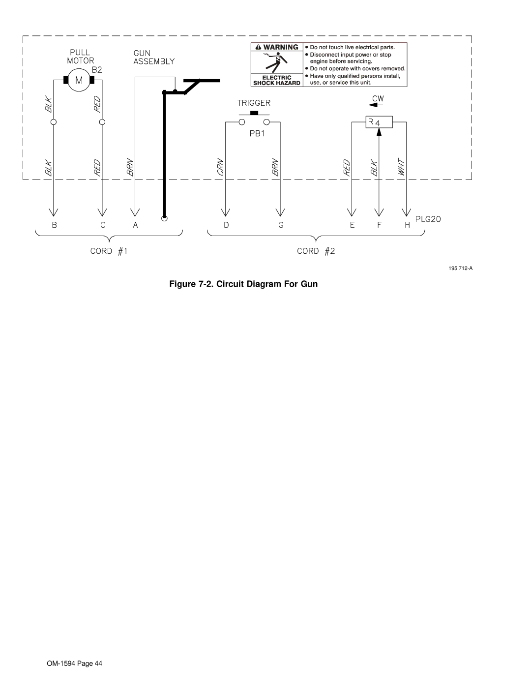 Hobart Welding Products OM-1594 manual Circuit Diagram For Gun 