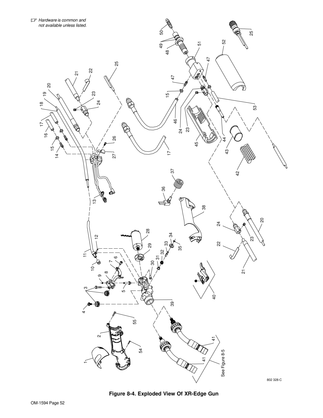 Hobart Welding Products OM-1594 manual Exploded View Of XR-Edge Gun, See 