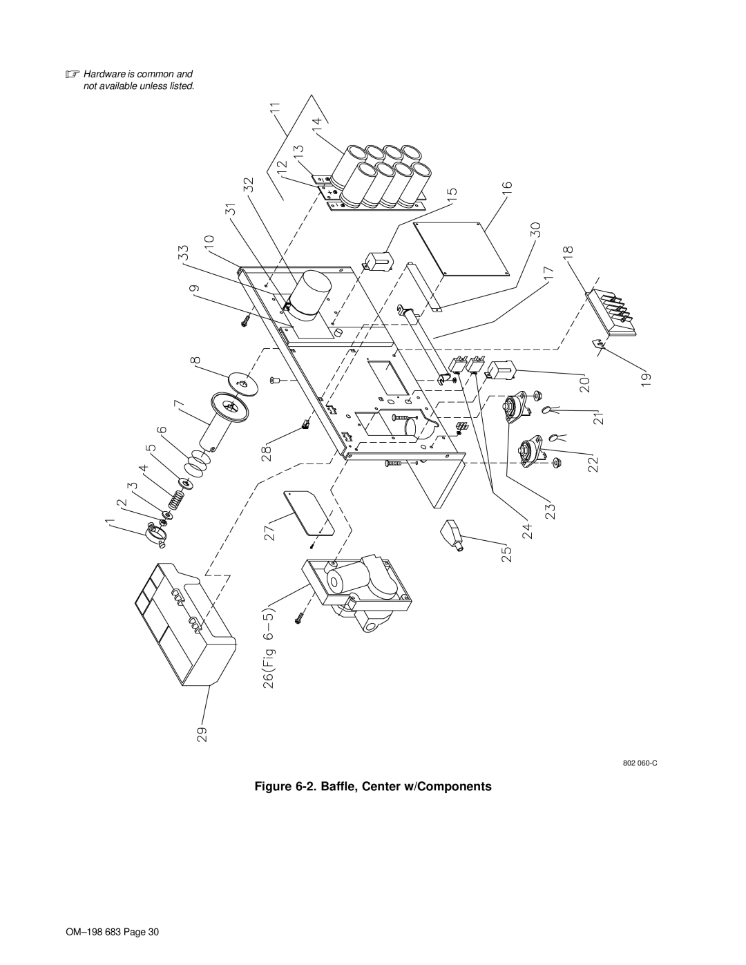 Hobart Welding Products OM-198 683C manual Baffle, Center w/Components 