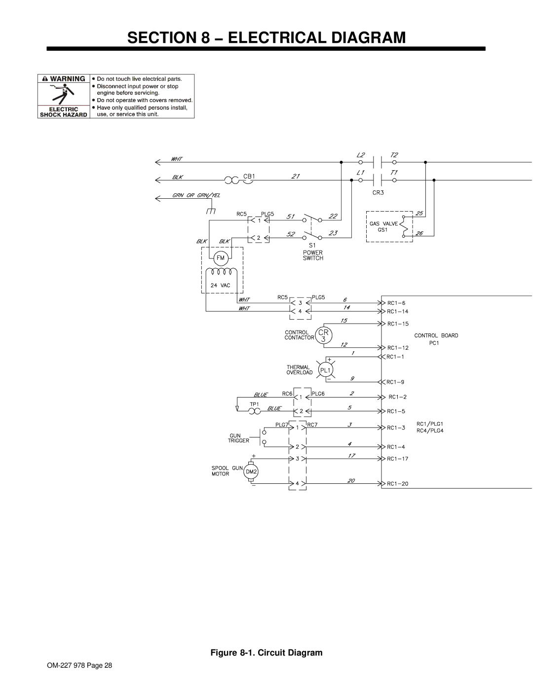 Hobart Welding Products OM-227 978B manual Electrical Diagram, Circuit Diagram 