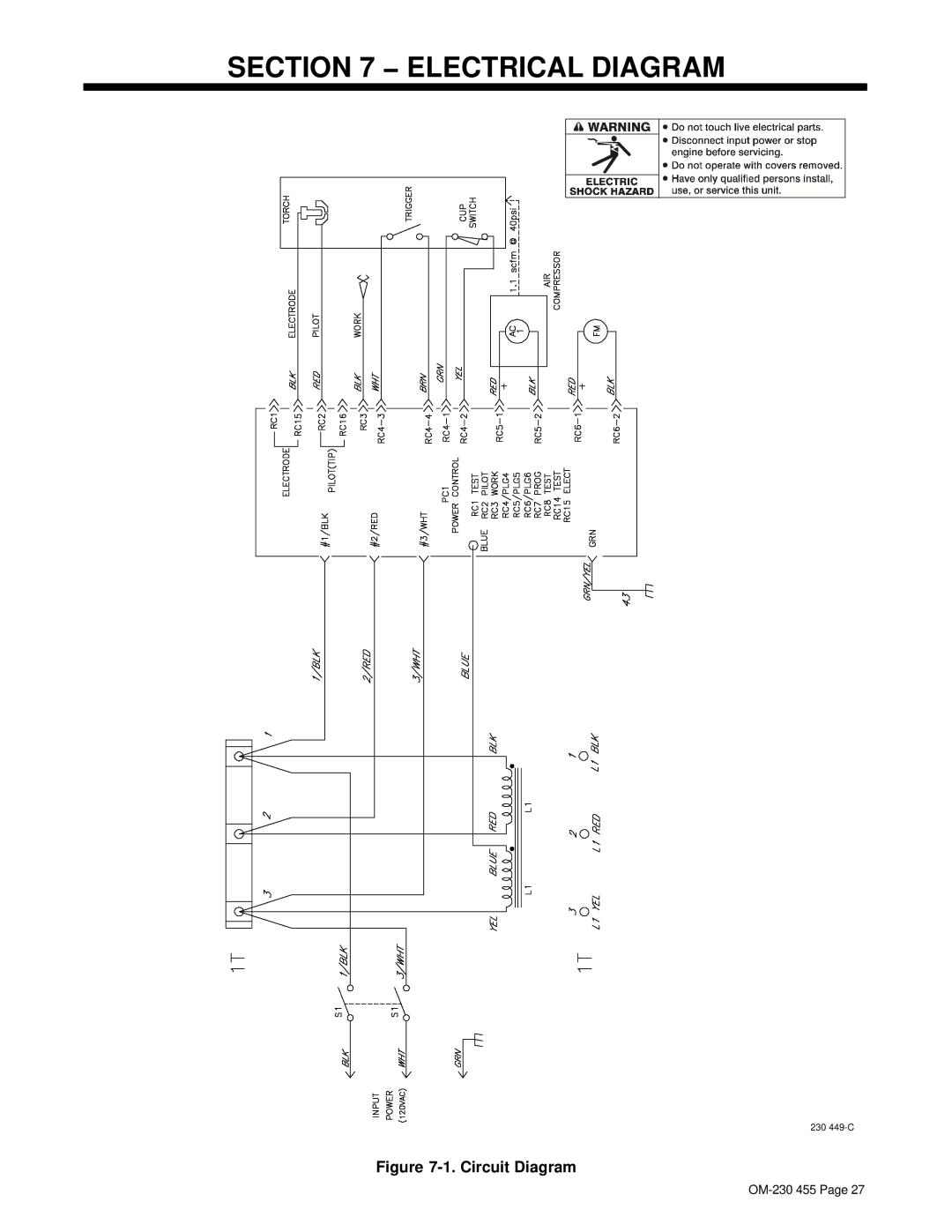 Hobart Welding Products OM-230 455D manual Electrical Diagram, Circuit Diagram 