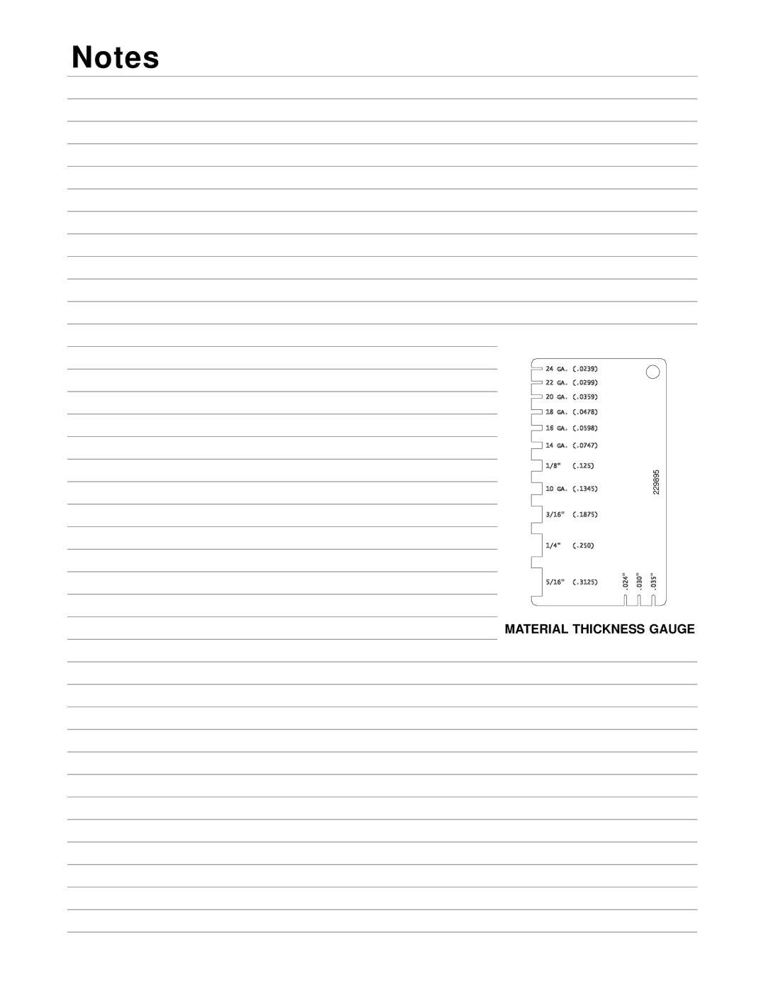 Hobart Welding Products OM-230 455D manual Material Thickness Gauge 