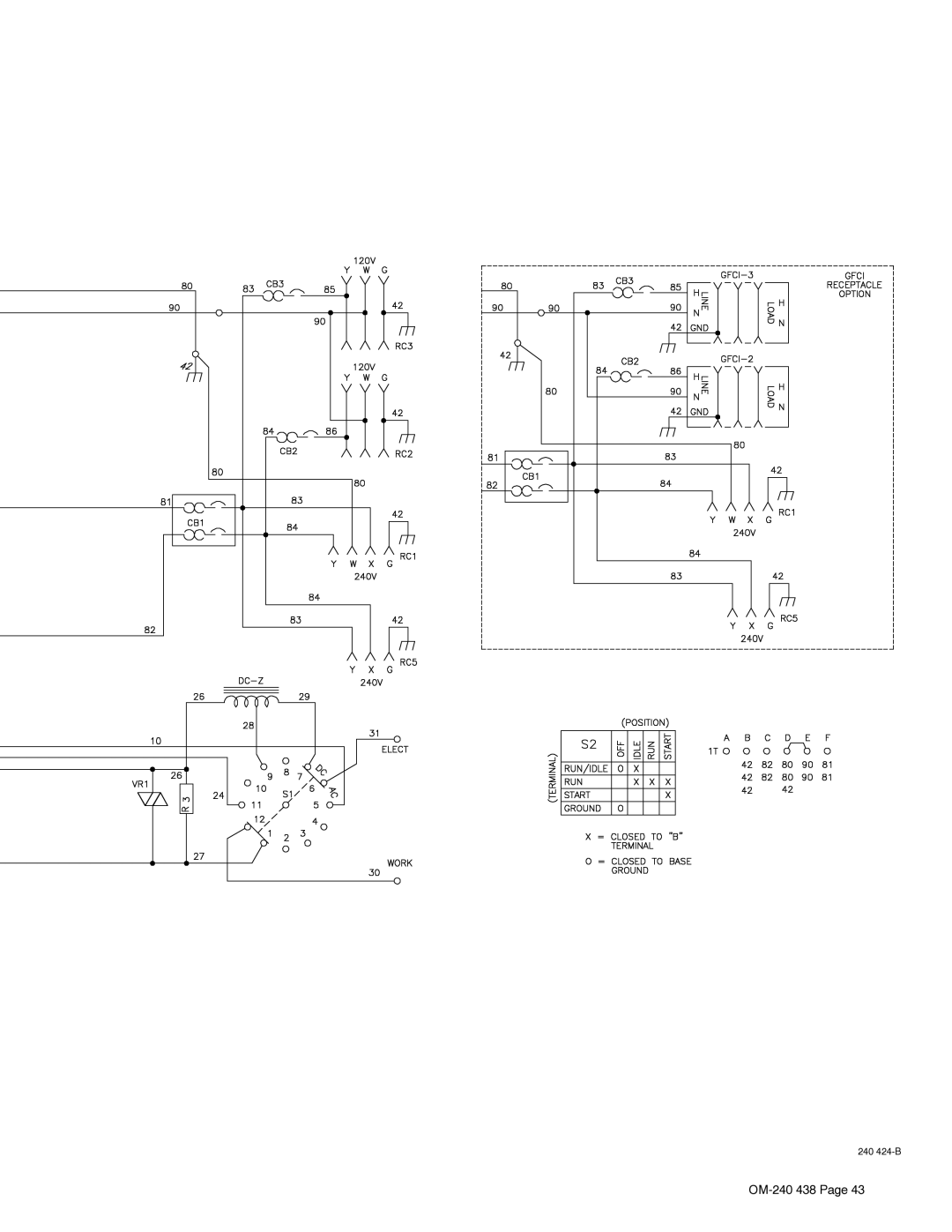 Hobart Welding Products OM-240 438E manual 240 424-B 