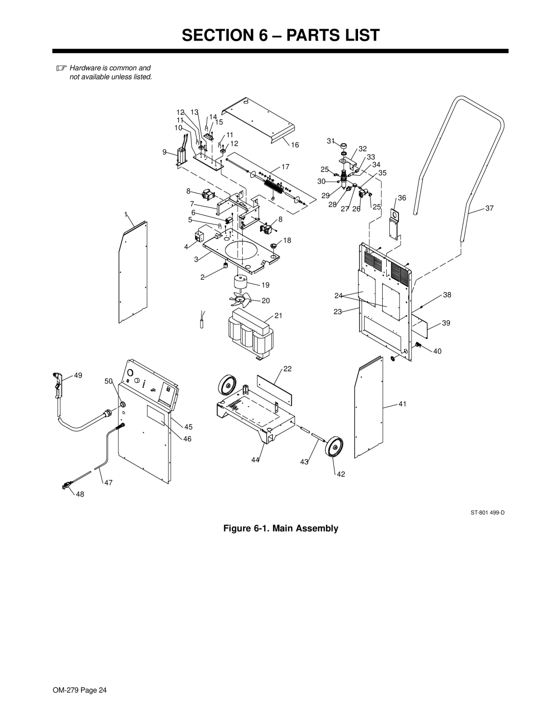 Hobart Welding Products OM-279 manual Parts List 