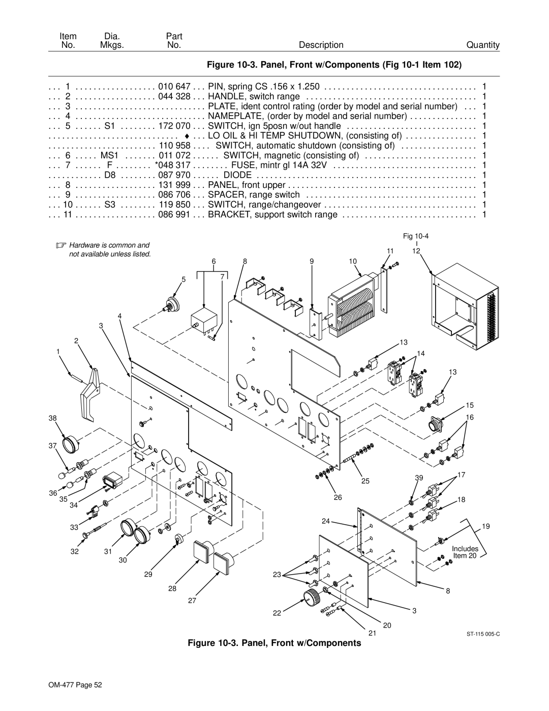 Hobart Welding Products OM-477 manual 2539, Includes 