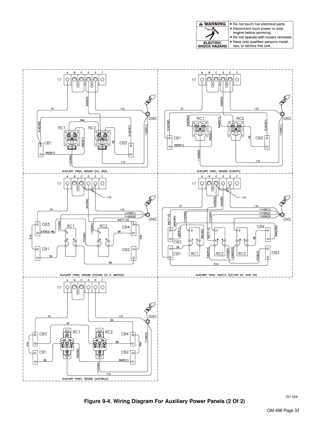 Hobart Welding Products OM-498 manual Wiring Diagram For Auxiliary Power Panels 2 