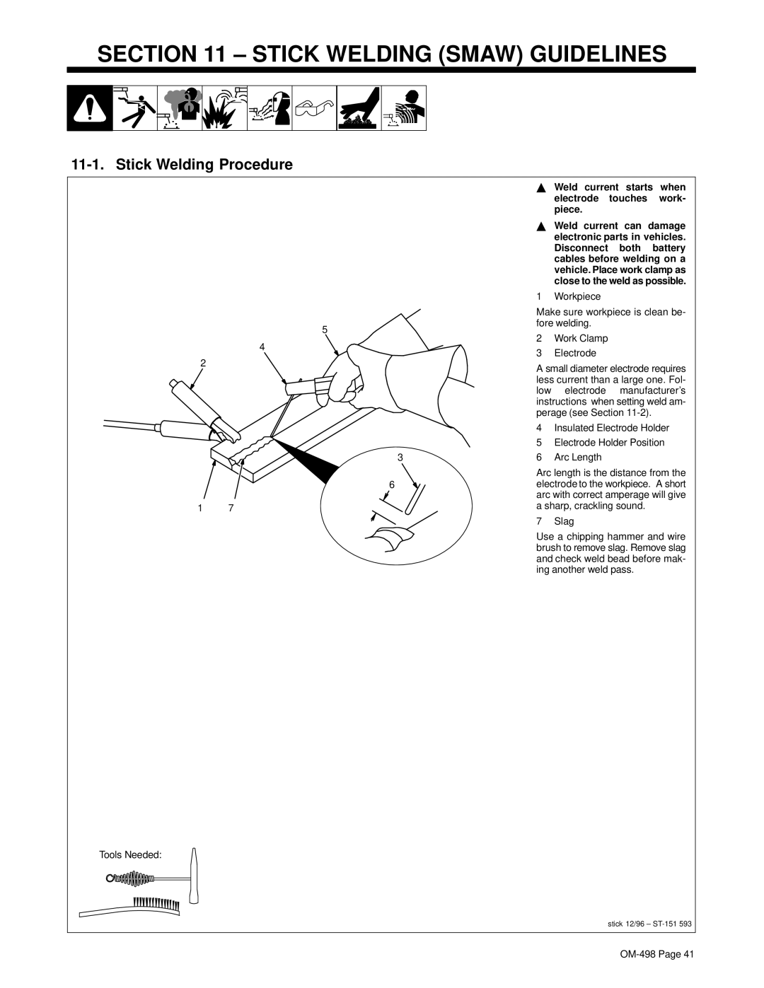 Hobart Welding Products OM-498 manual Stick Welding Smaw Guidelines, Stick Welding Procedure 