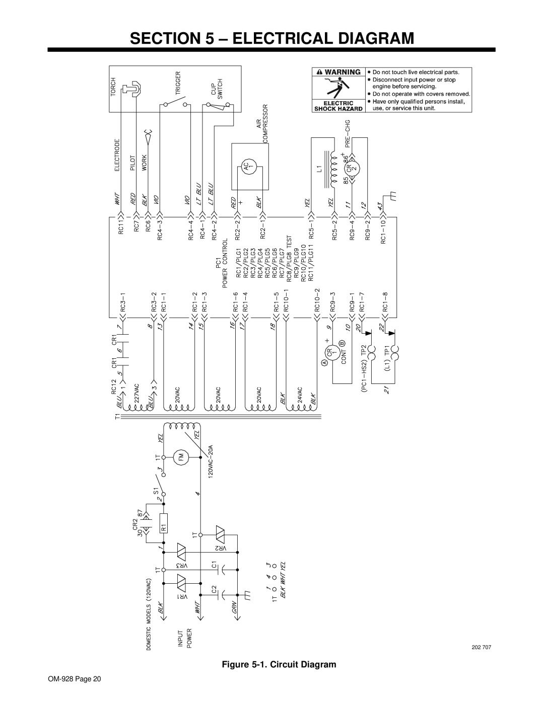 Hobart Welding Products OM-928 specifications Electrical Diagram, Circuit Diagram 