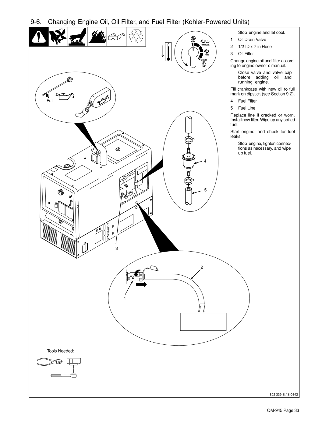 Hobart Welding Products OM-945 194 047U manual 802 339-B / S-0842 